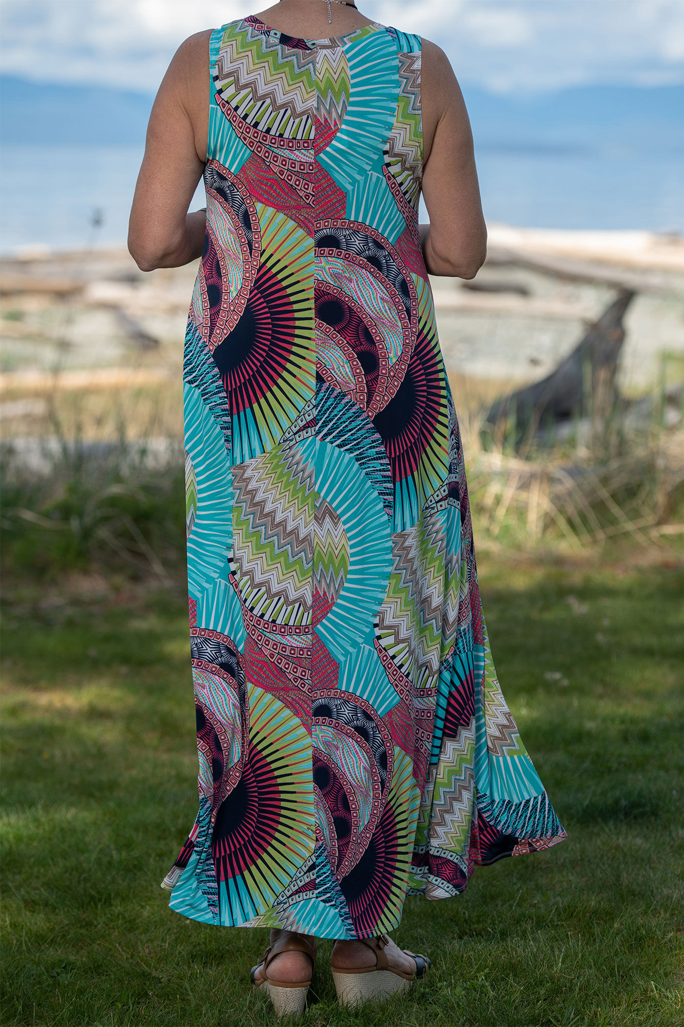 Geometric Print Sleeveless Maxi Dress Image 2