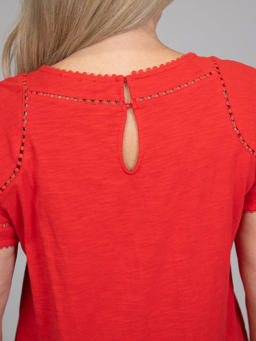 Short Sleeve Dotted Lace Top Image 2