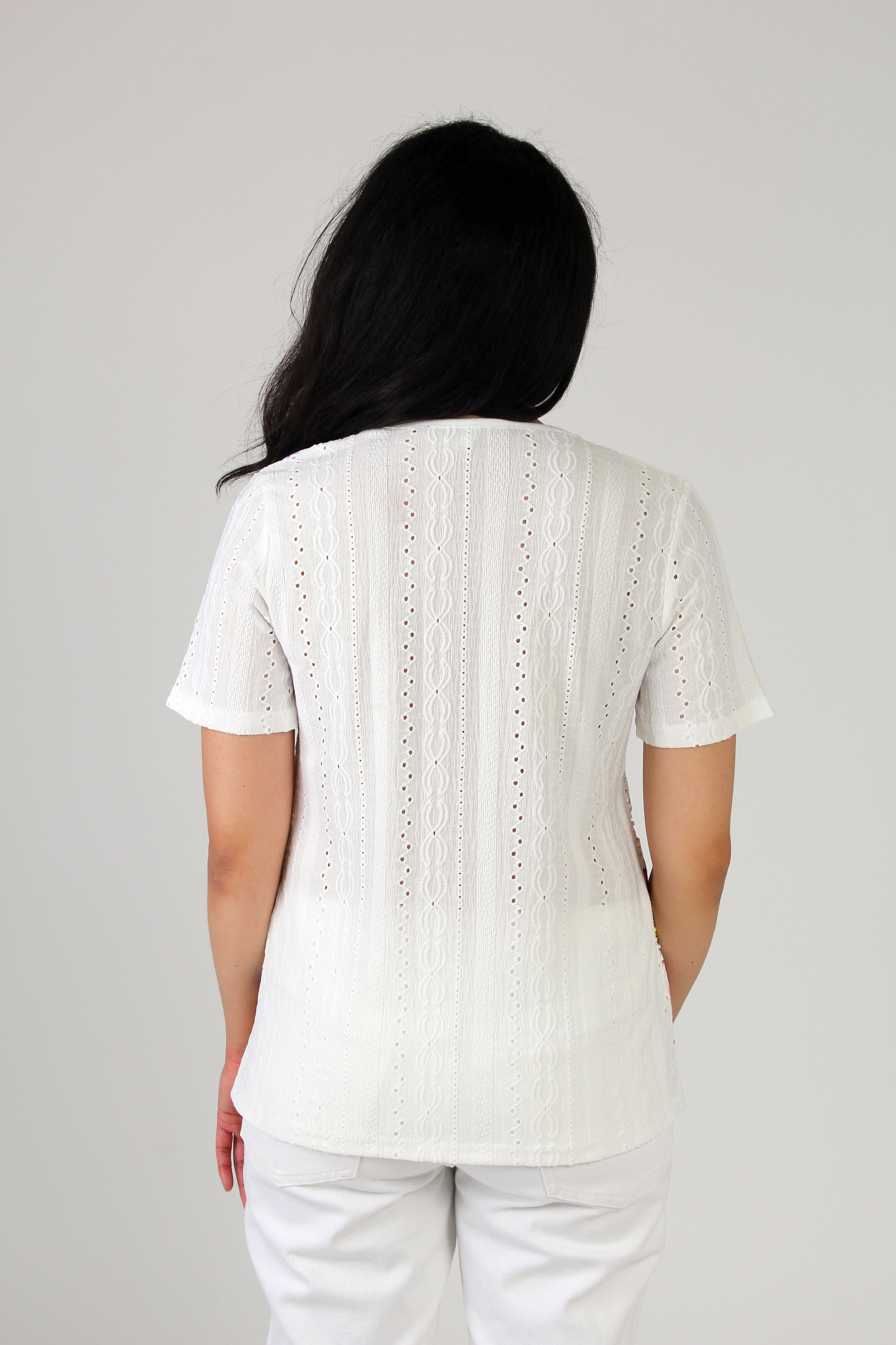 Lace Overlay Short Sleeve Top Image 3