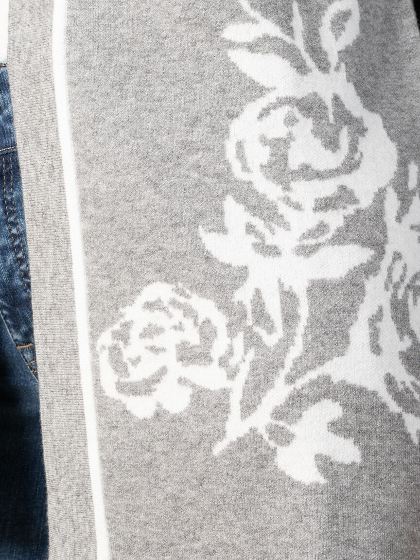 Long Sleeve Open Front Rose Print Cardigan