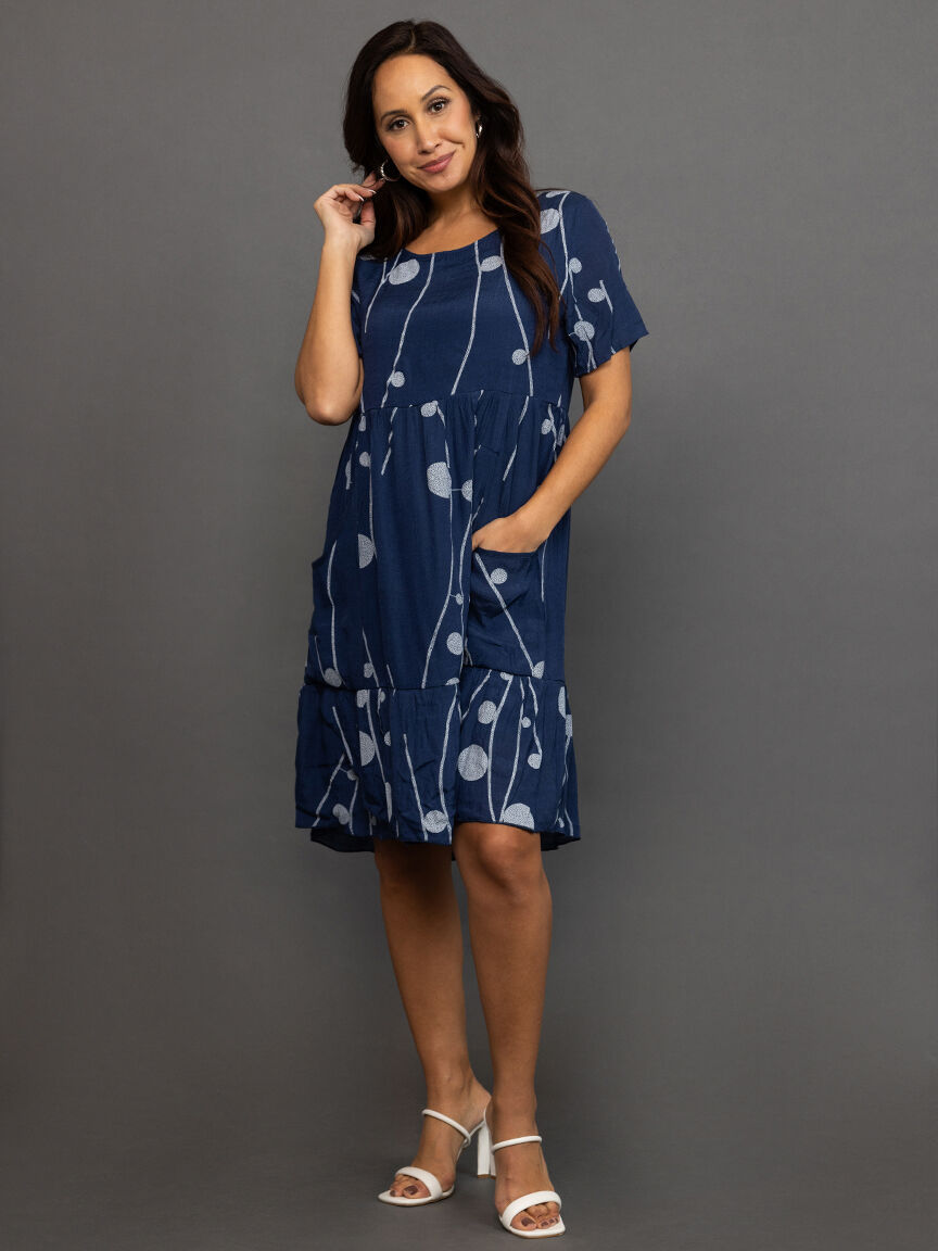 Printed Short Sleeve Knee Dress  Image 4