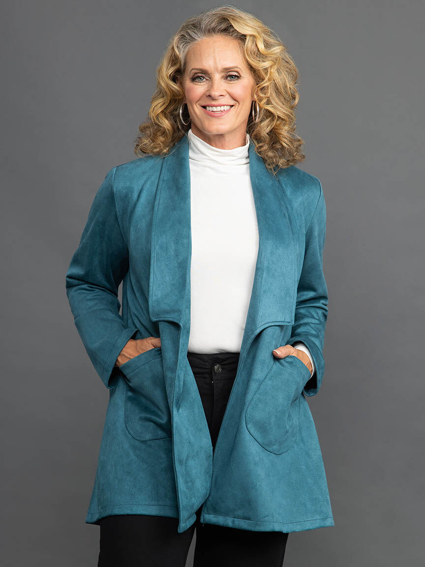 Double Pocket Faux-Suede Blazer Image 2