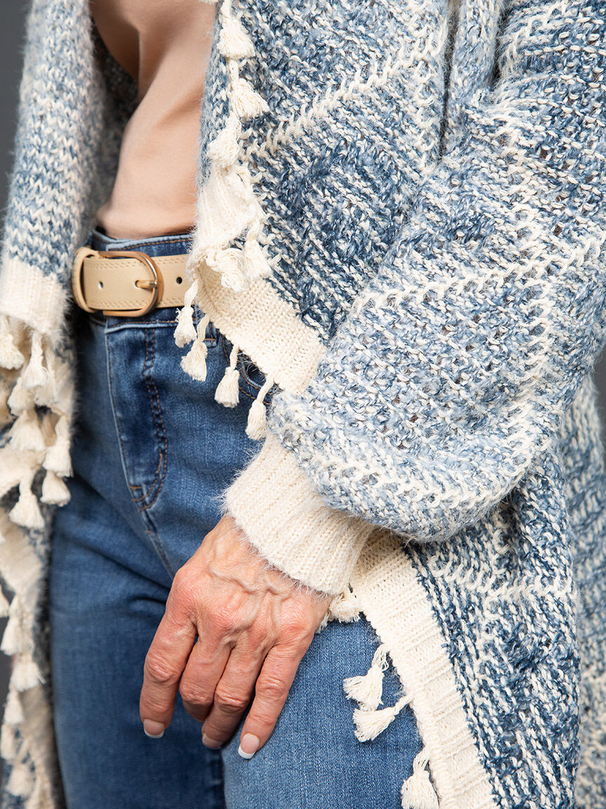 Open Front Waterfall Cardigan w/ Tassels Image 5