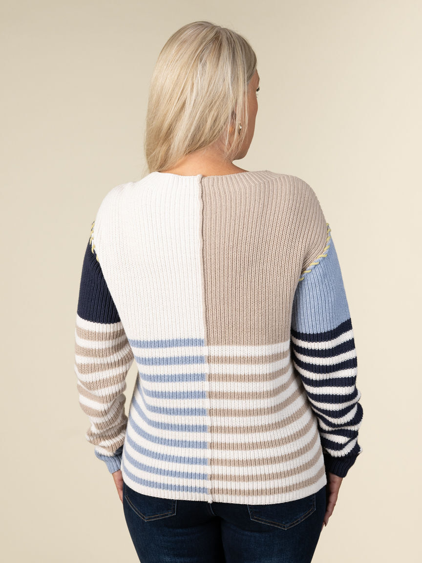 Multi Stripe Boat Neck Sweater Image 5