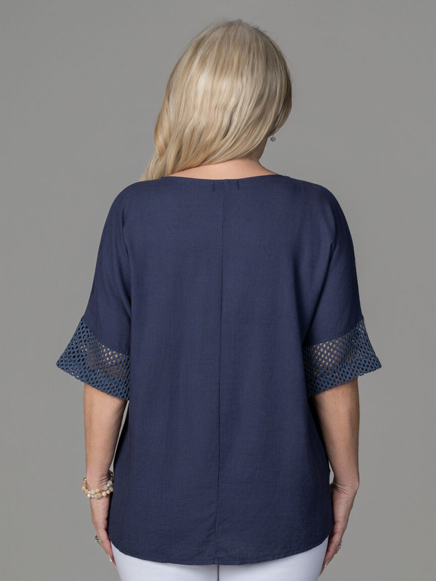 Short Sleeve Top With Crochet Trim