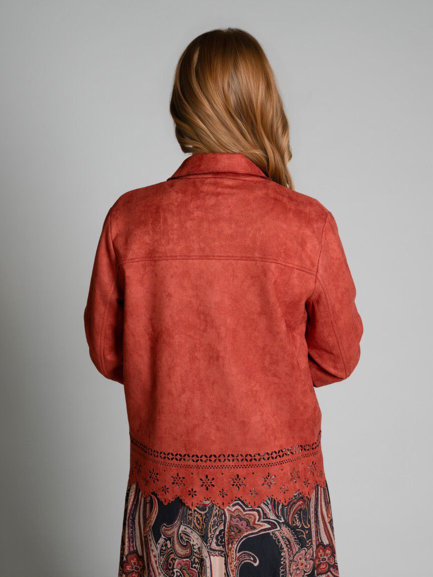 Faux Suede Button Up Jacket
