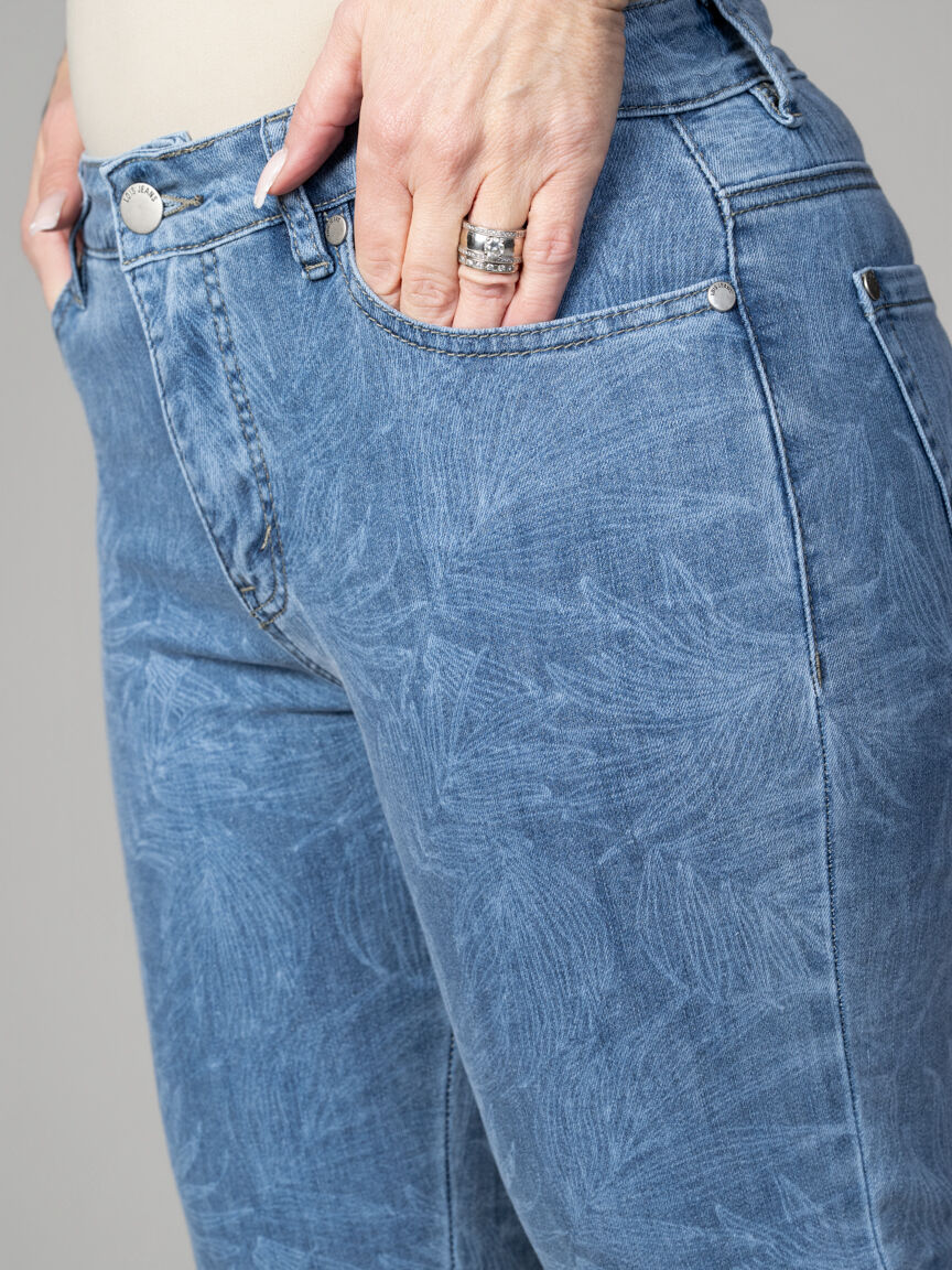 Mid Waist Straight Leg Ankle Jeans