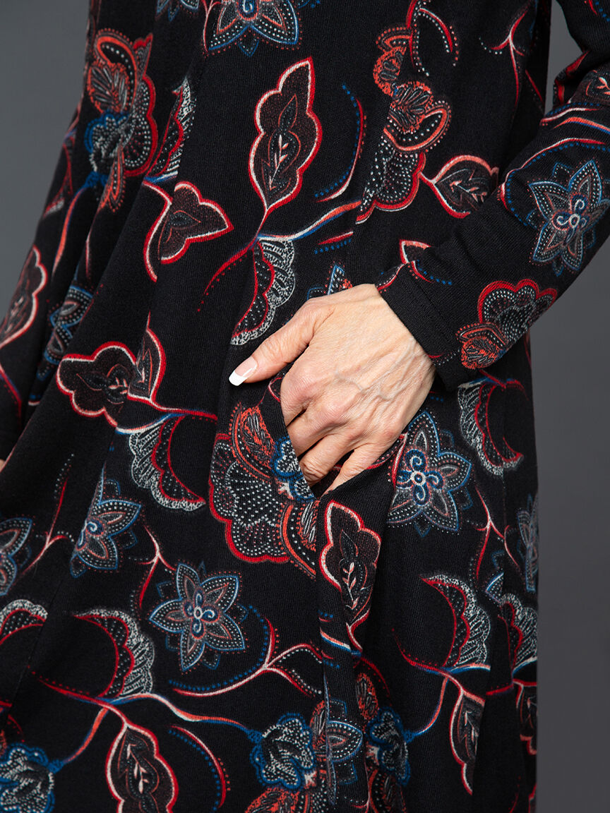 Long Sleeve A-Line Floral Dress Image 4