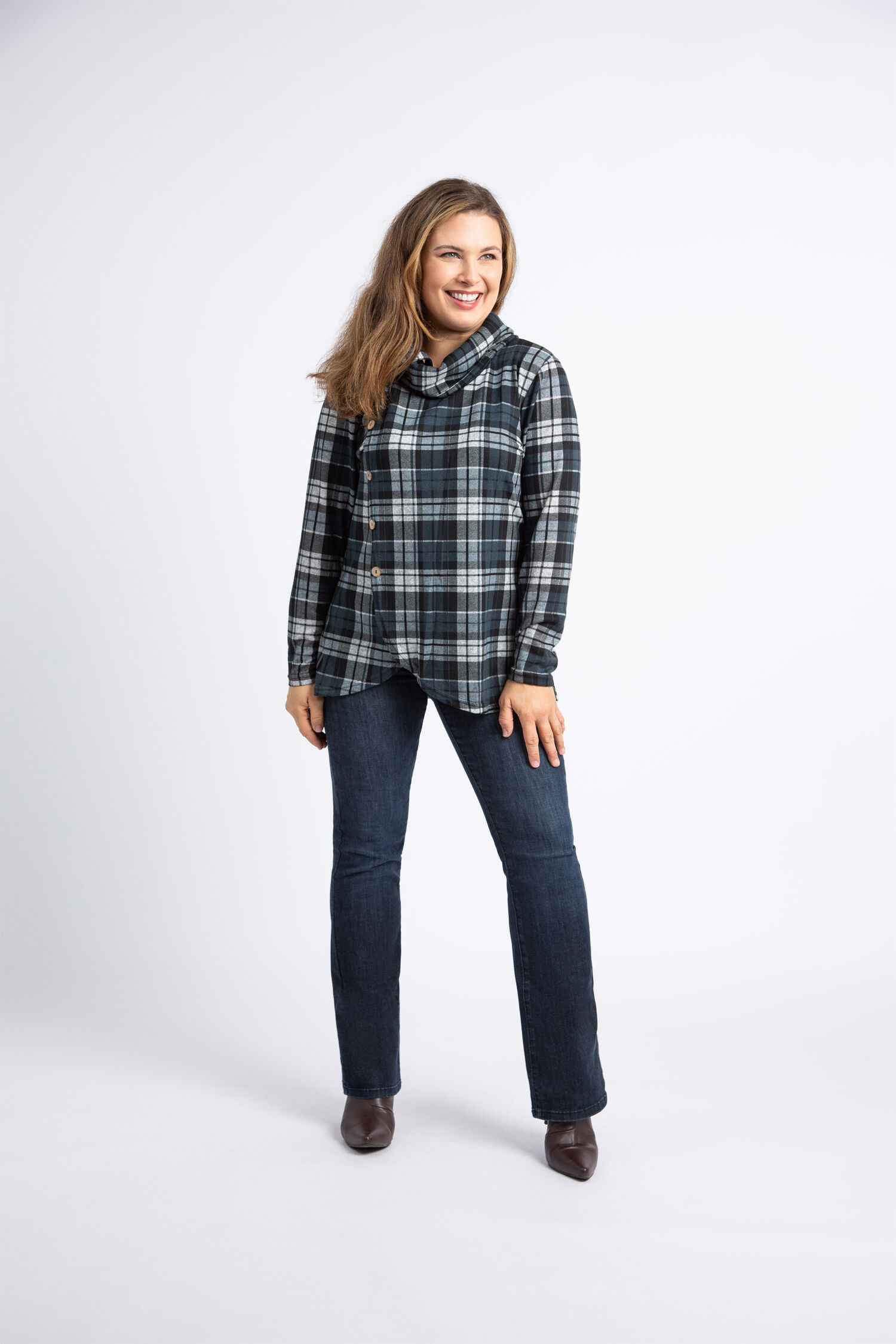 Plaid Cowl Neck Top  Image 2