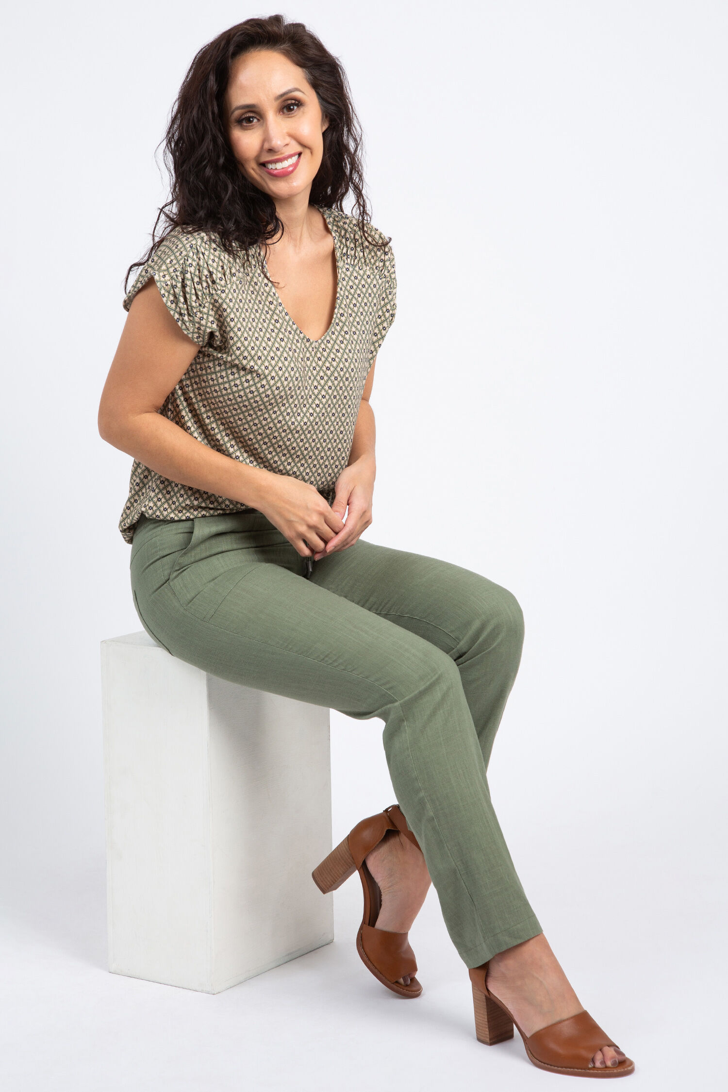 Diamond Print Cap Sleeve Top Image 2