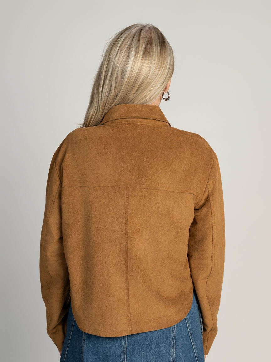 Collared Faux Suede Jacket