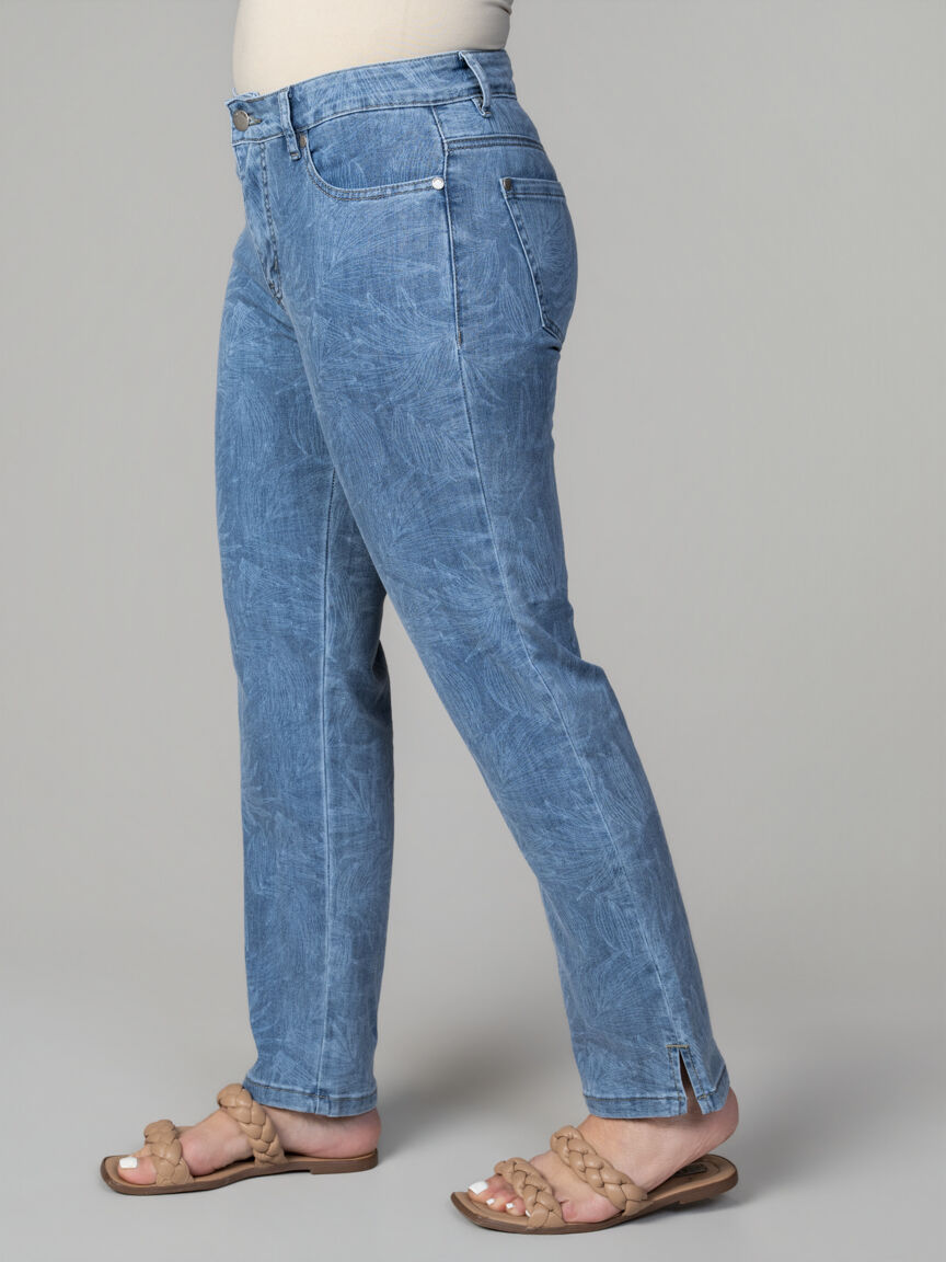 Mid Waist Straight Leg Ankle Jeans
