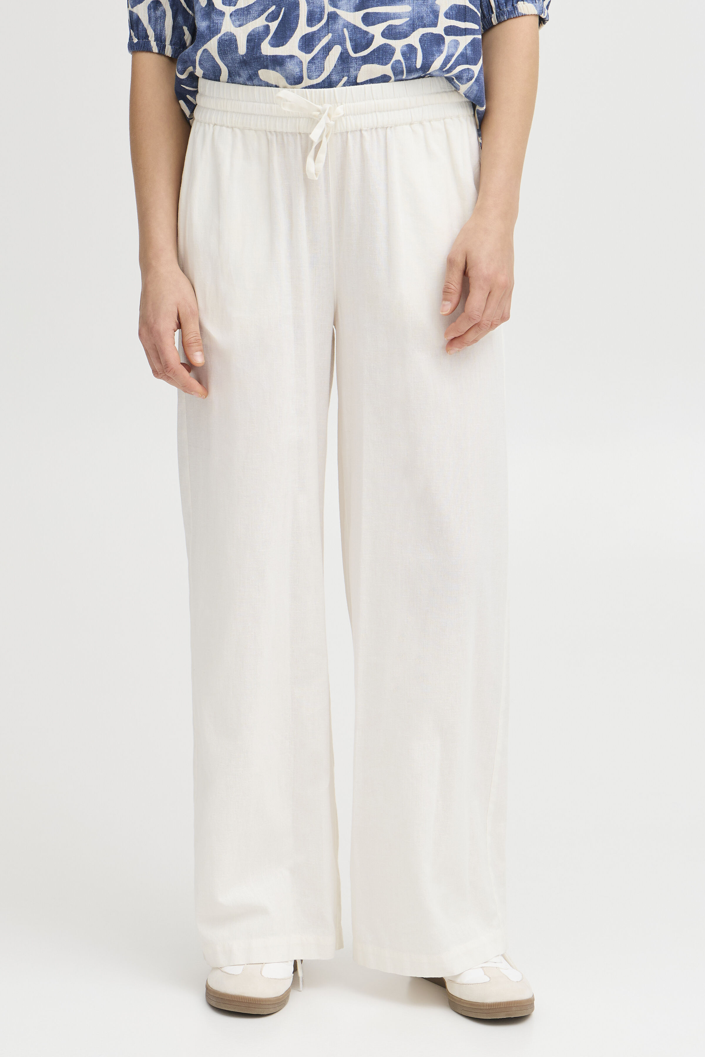 Cotton Linen Blend Pull On Pants Image 1