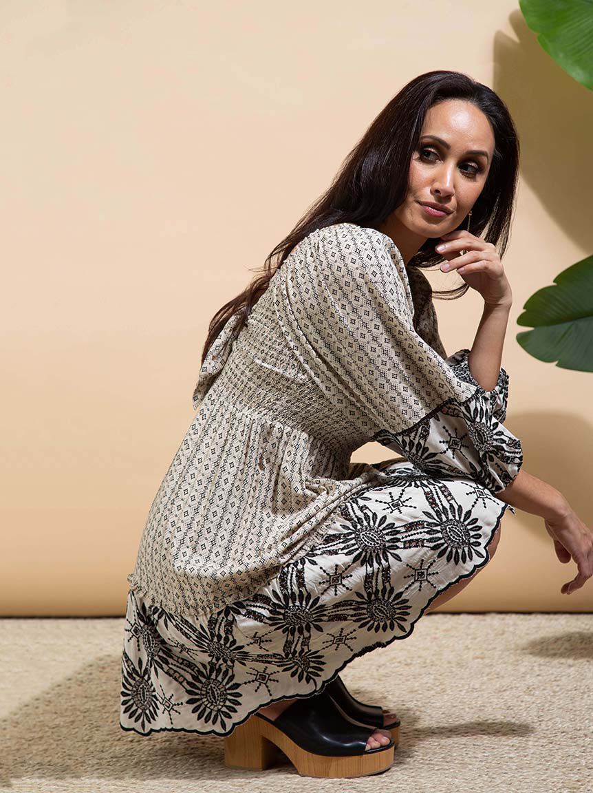 Wear 2 Ways Printed Dress w/ Embroidery Image 5