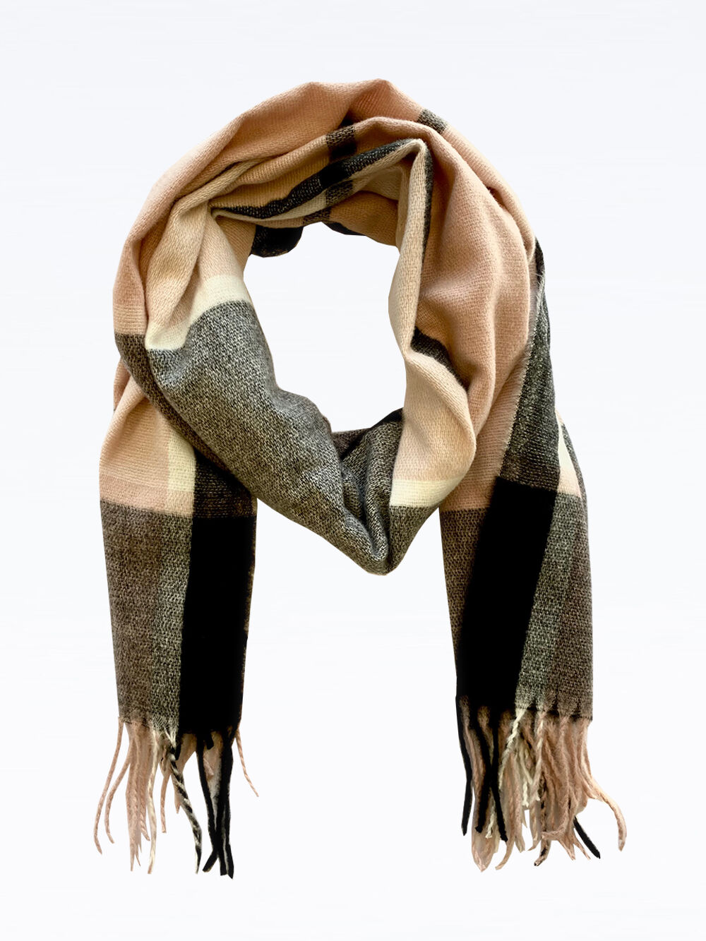 Colorful Colorblock Fringe Scarf  Image 1