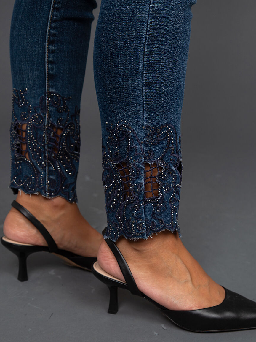 Denim Ankle Pant w/ Scallop Cuff Image 5