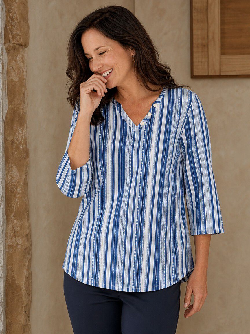 3/4 Sleeve V-Neck Top