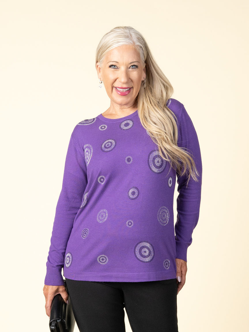 Long Sleeve Sweater With Hotfix Circle Bling Image 4