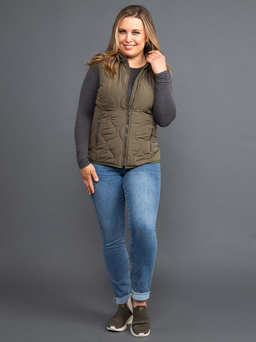 Chain Quilted Zip-Up Vest Image 1