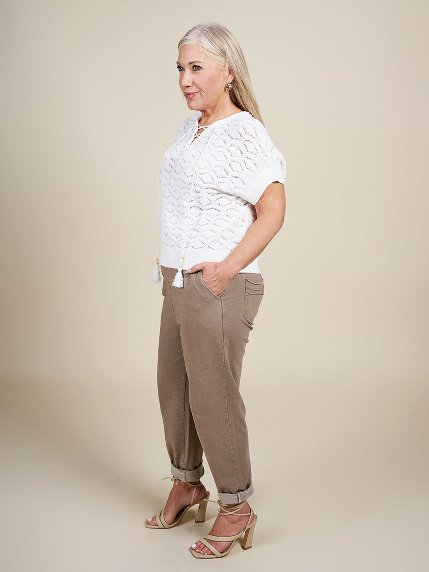 Crochet Short Sleeve Sweater 