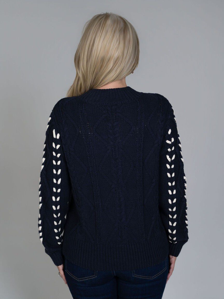 Cable Knit Mock Neck Sweater