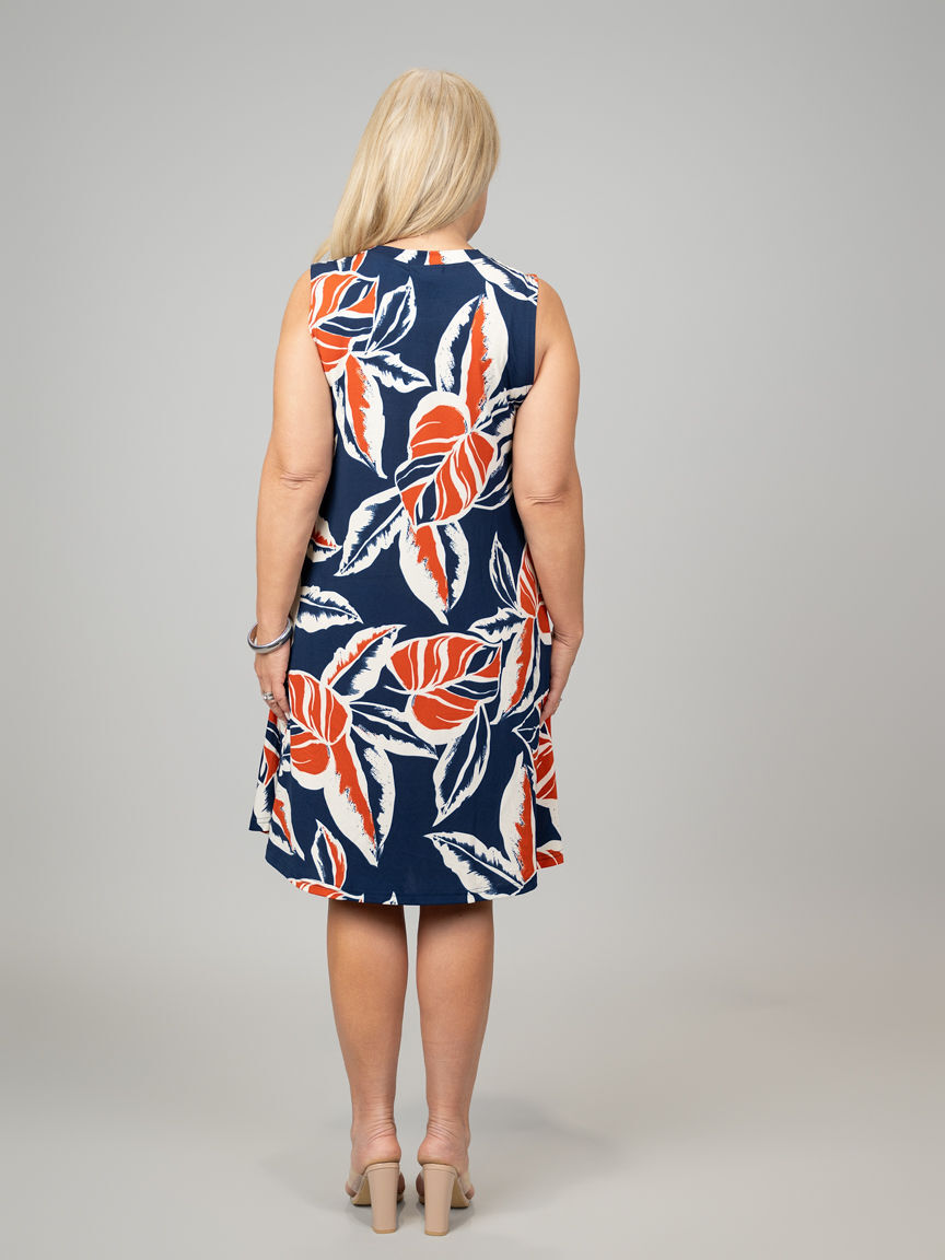 Sleeveless Knee-Length Dress with Pockets