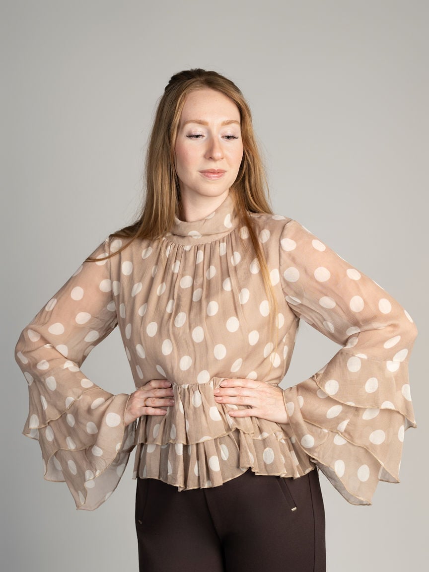 Mock Neck Ruffle Blouse