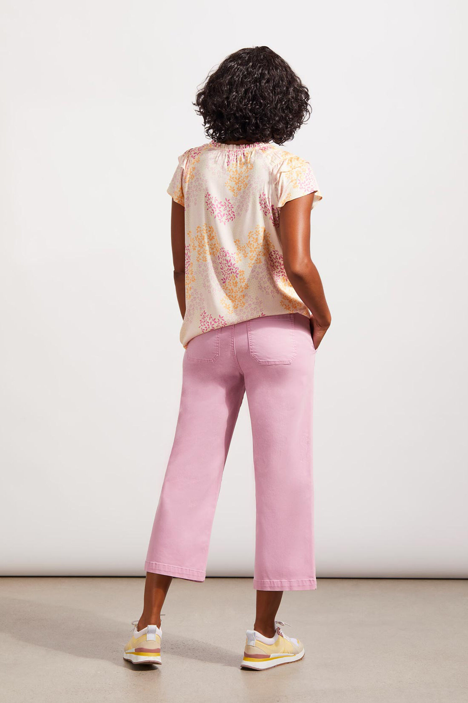 Wide Leg Buttoned Comfort Denim Capri Image 2