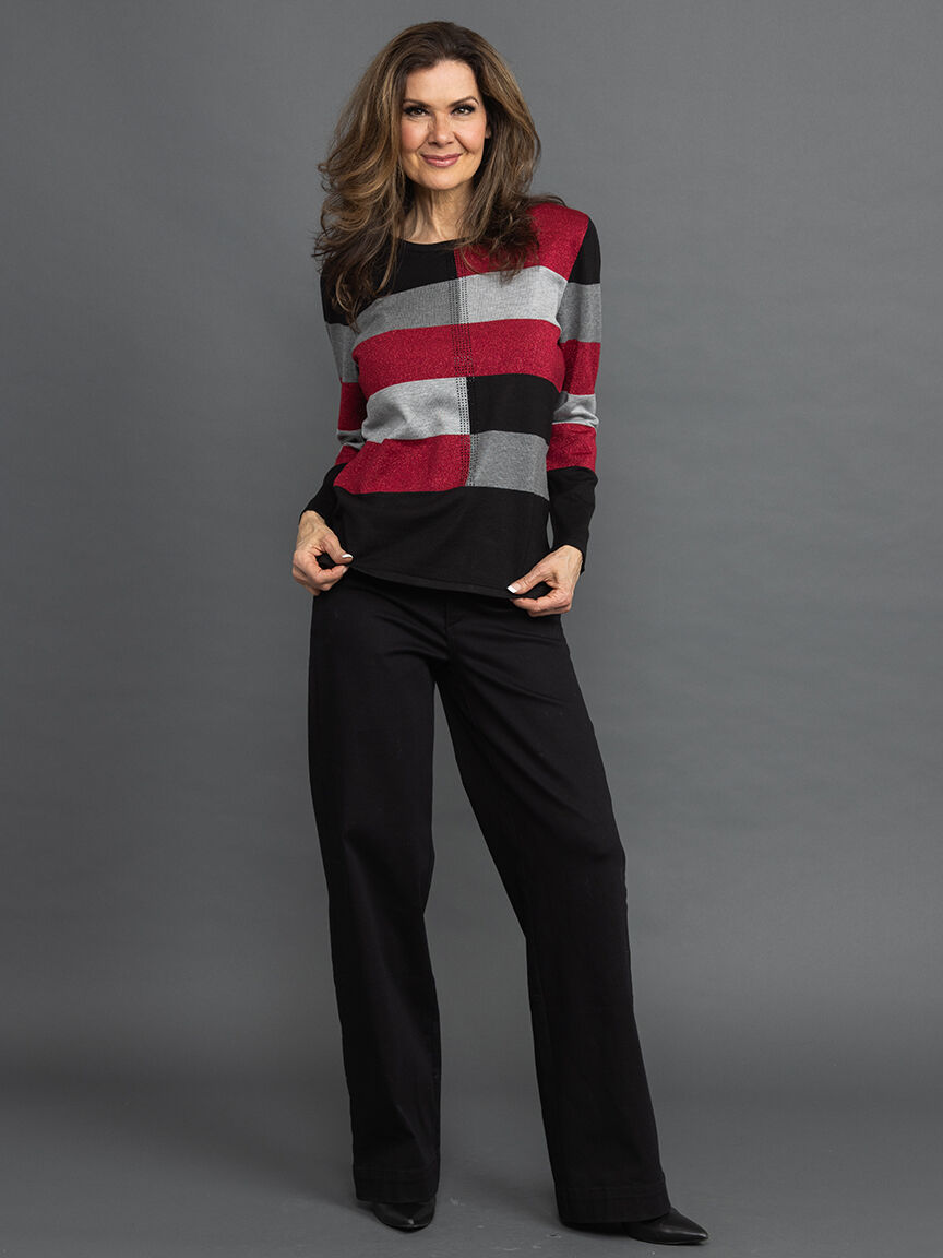 Long Sleeve Colour Block Hot Fix Sweater Image 1