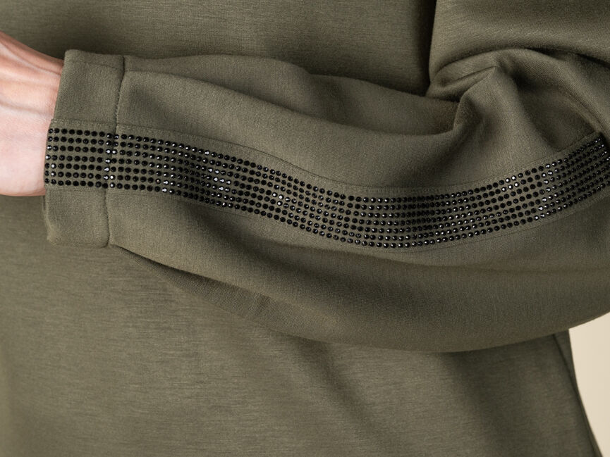 Long Sleeve Crew Neck Sweater with Embellishments