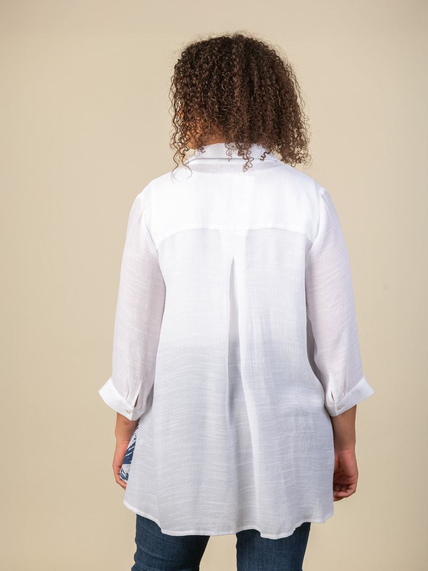 Button Up 3/4 Sleeve Blouse  Image 2