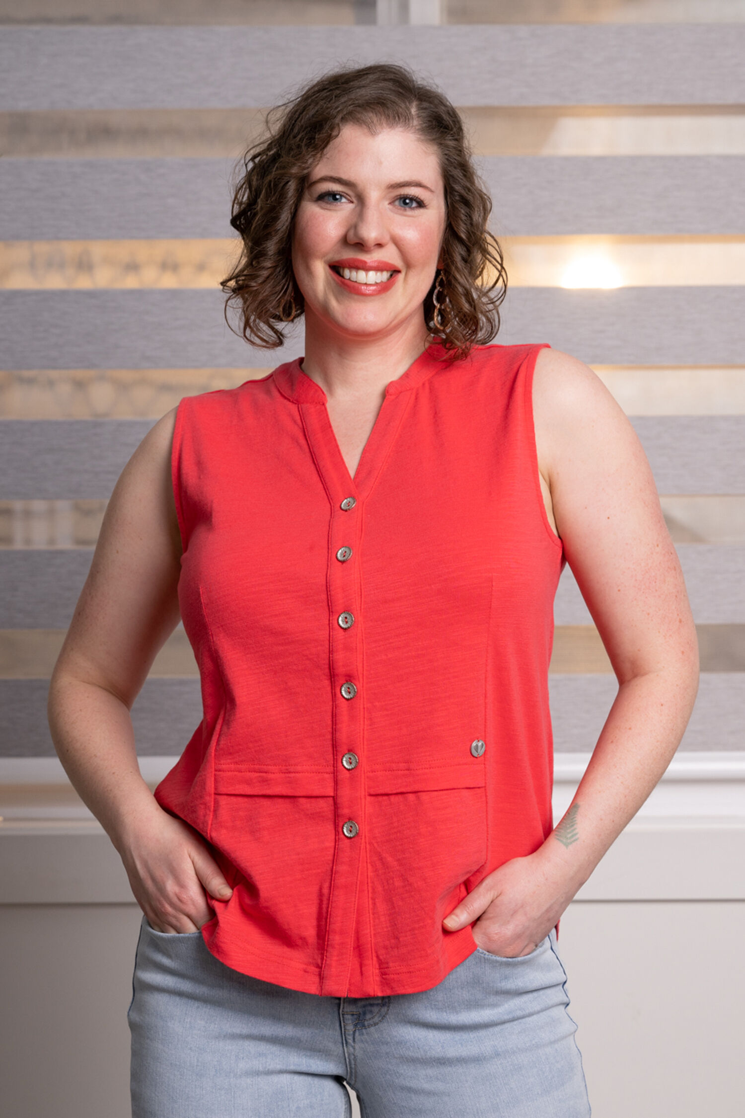 Button Front Sleeveless Top Image 1