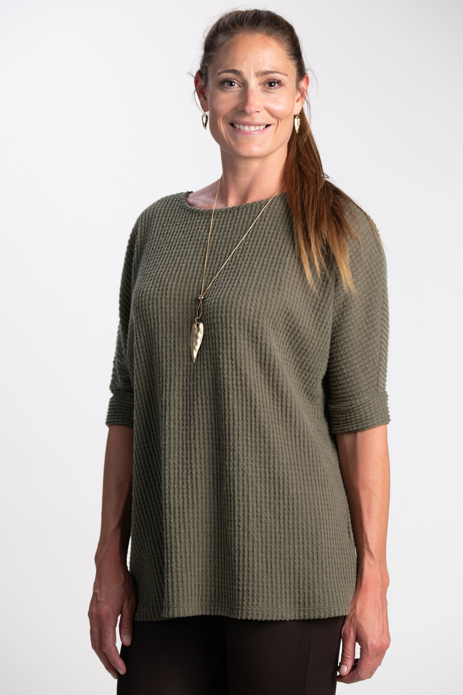 Waffle Knit Batwing Top  Image 1