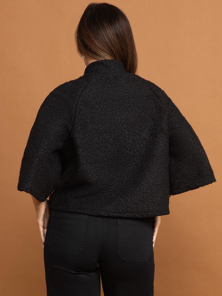 &frac34; Sleeve Boucle Coat Image 5