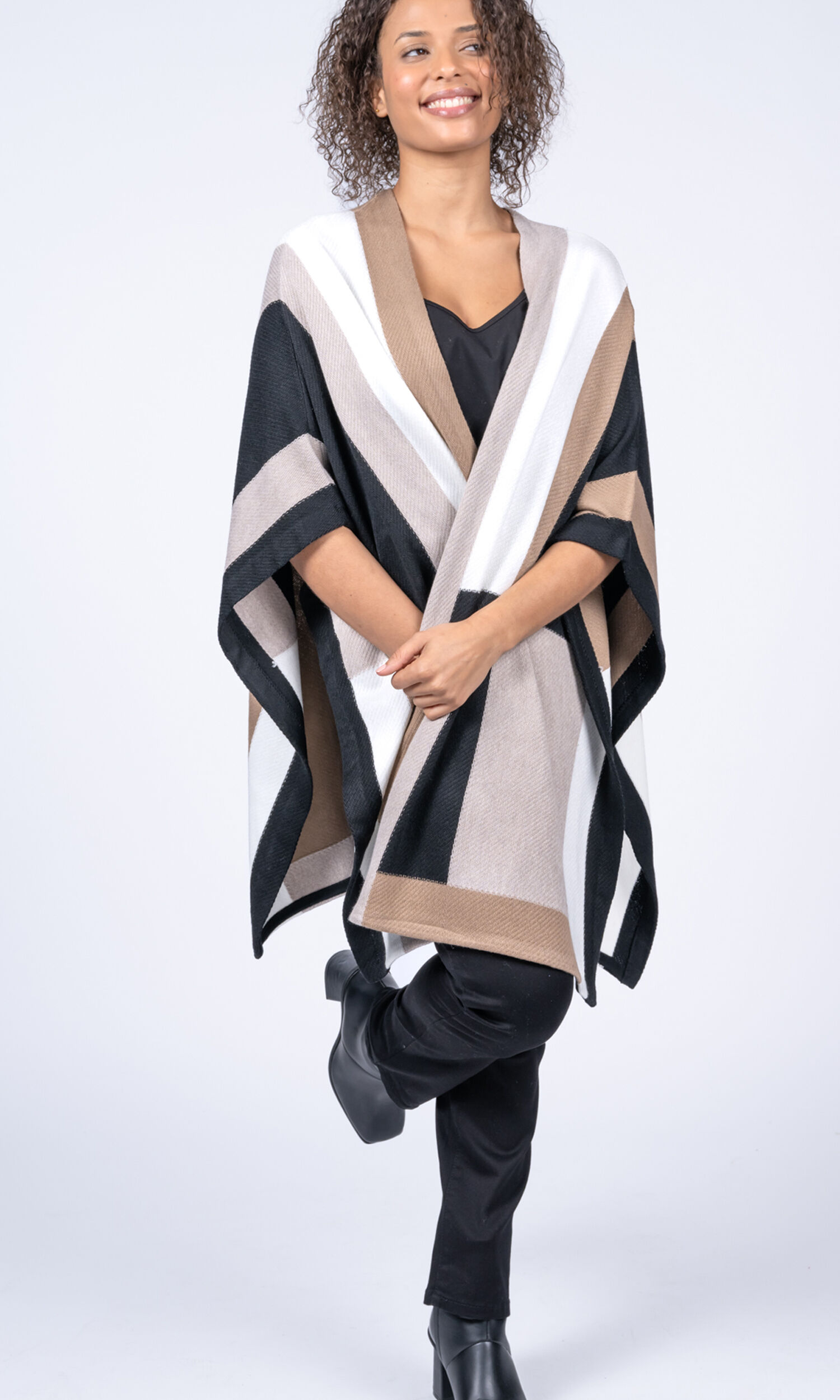 Color Block Poncho Image 1
