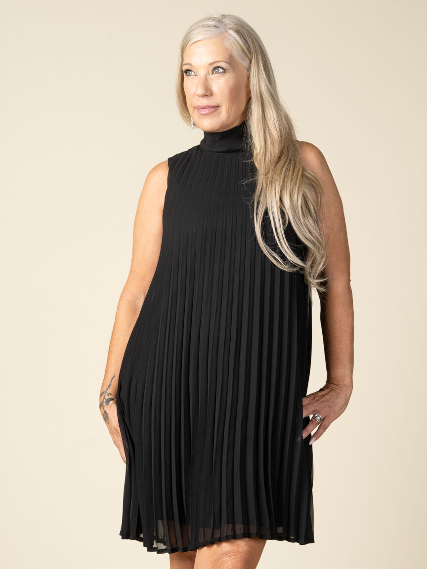 Sleeveless Knee Length Pleated Dress Image 4