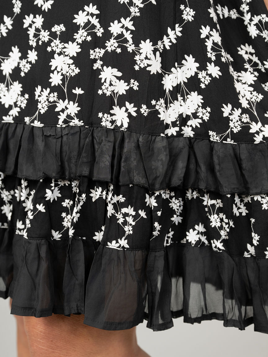 Ruffled Floral Layered Hem Dress