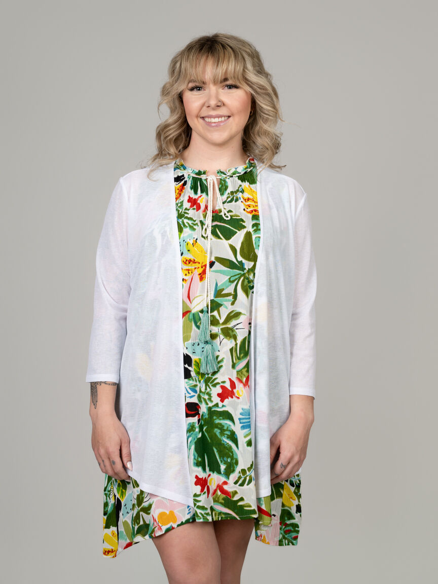 3/4 Sleeve Open Front Cardigan