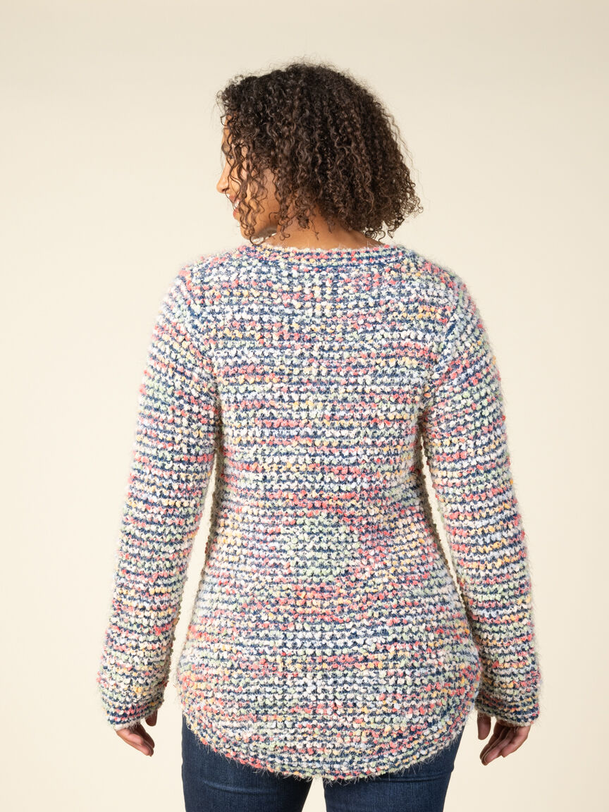 Long Sleeve Crew Neck Popcorn Sweater