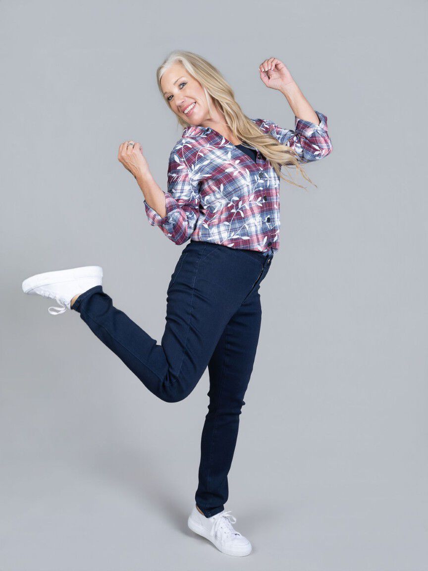 Velvet Detail Plaid Top