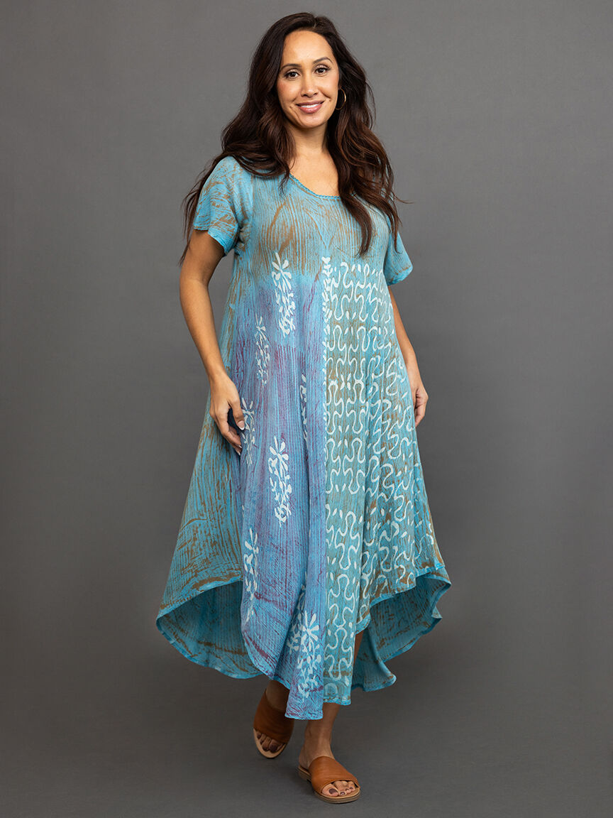 Tie Dye Shirt Sleeve Midi Dress  Image 1