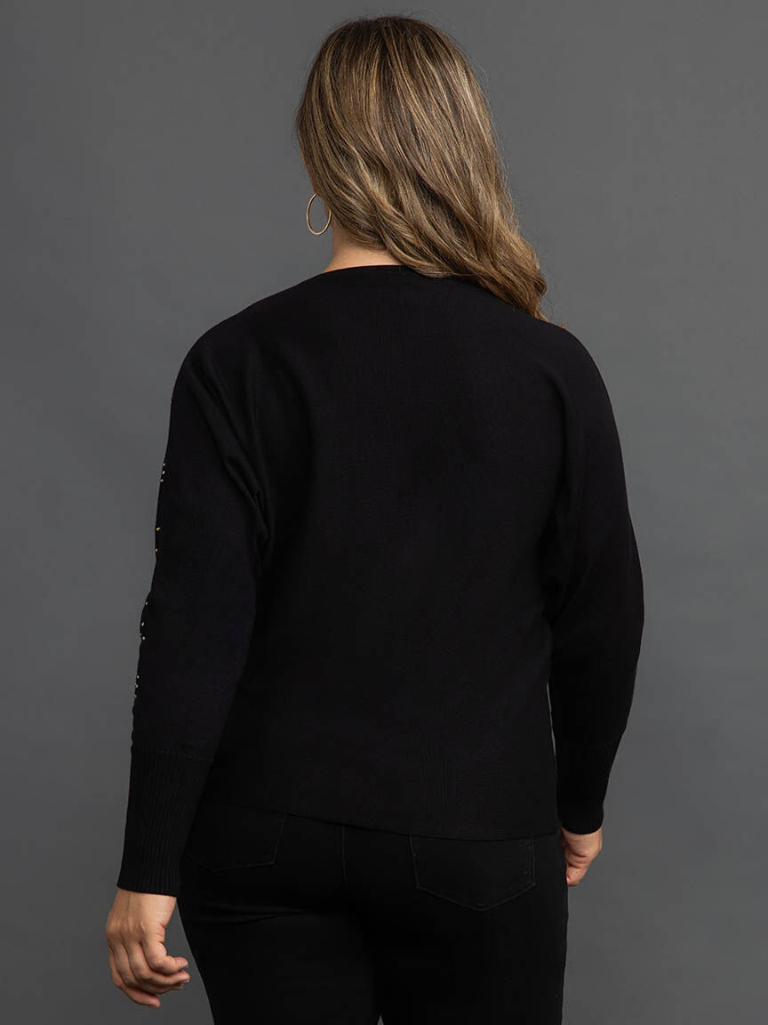 Long Sleeve Drop Shoulder Sweater with Ribbed Cuffs Image 4