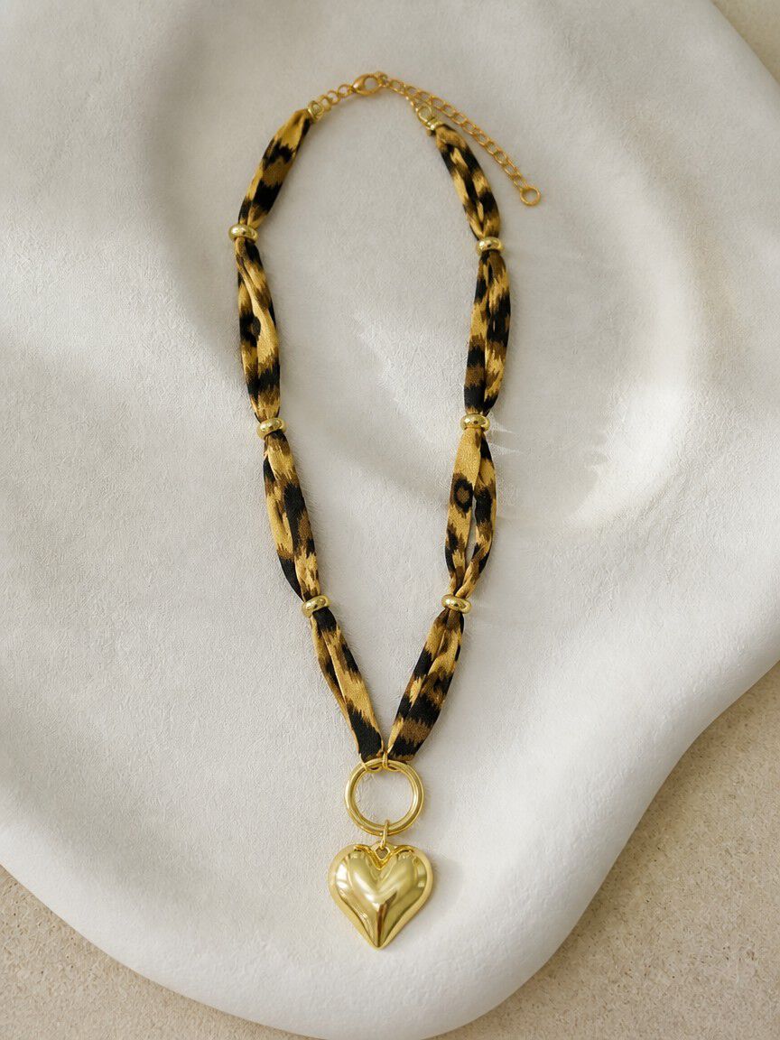 Leopard Print Heart Necklace