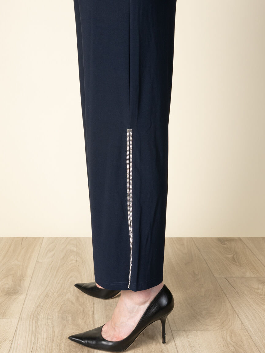 Flowy Pull-On Pants With Side Slits and Hotfix