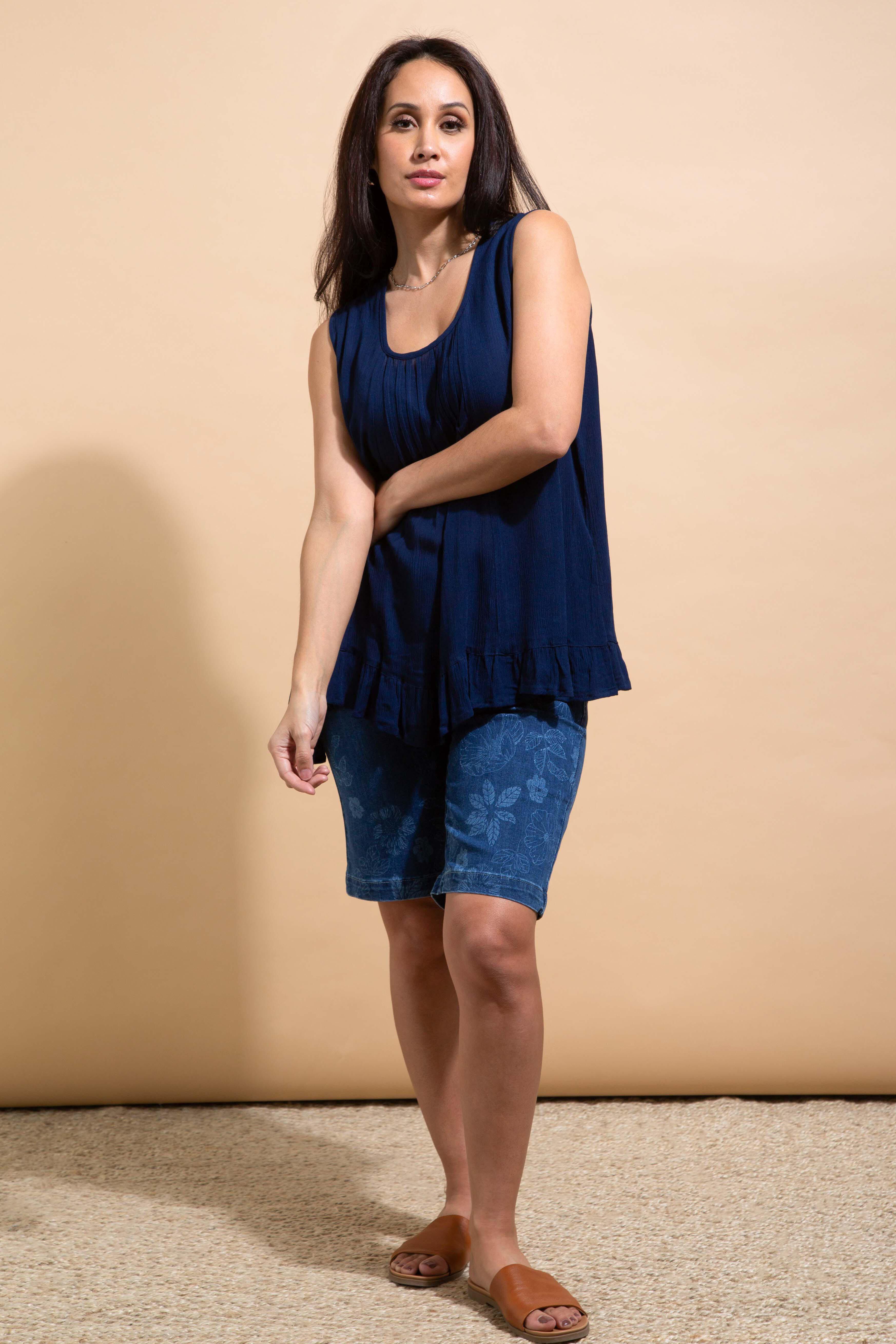 Sleeveless Ruffle Hem Blouse, Red