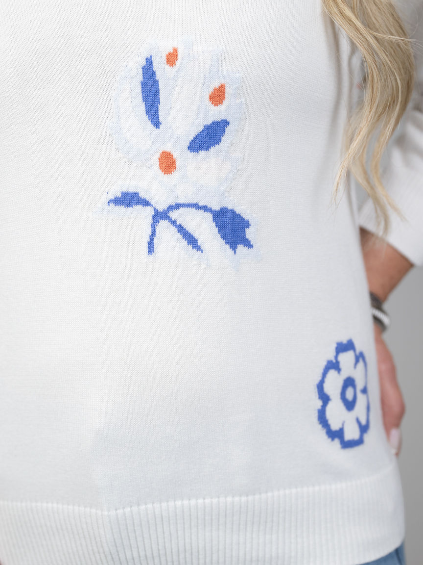 Intarsia 3/4 Sleeve Sweater