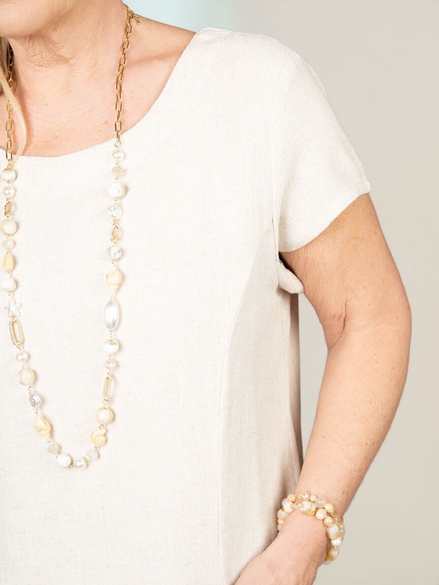Short Sleeve Linen Knee Length Dress