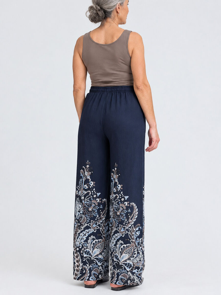 Pull-On Paisley Print Pants Image 3