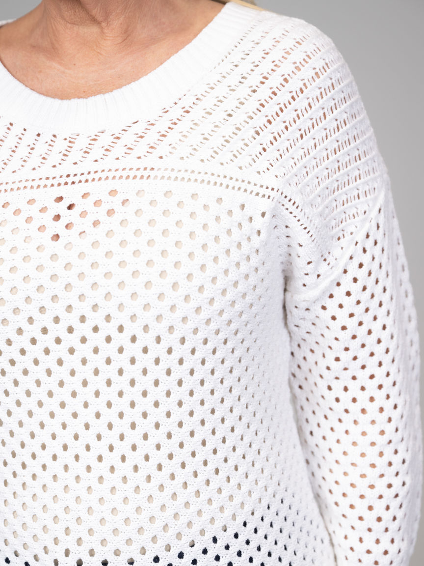 3/4 Sleeve Open-Stitch Top Image 2