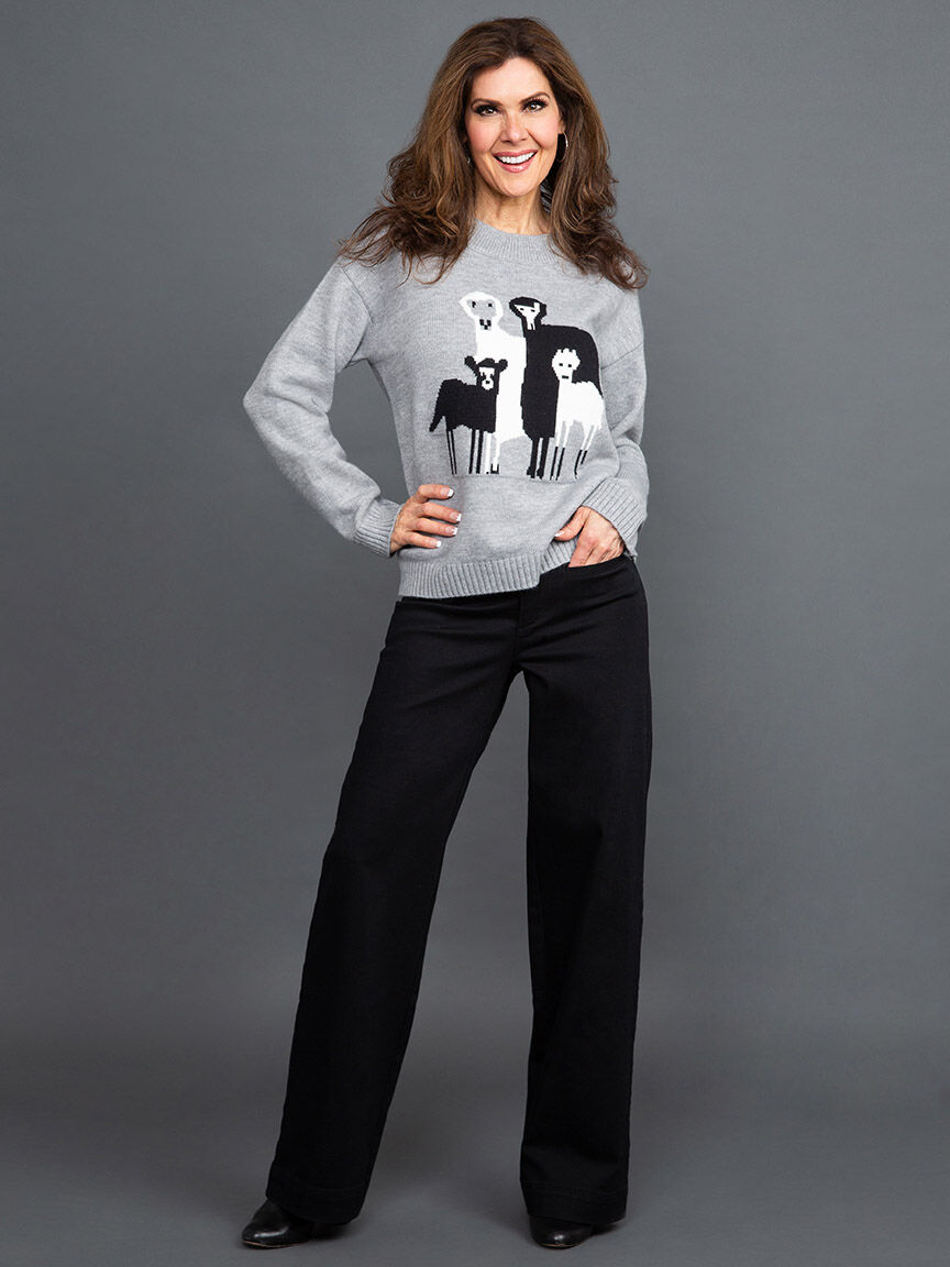 Soft Knit Long Sleeve Sweater w/ Lambs Image 2